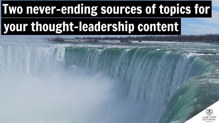 Niagara Falls symbolizing never-ending sources of topics for content